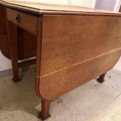 Antique Oak dropleaf table with drawer