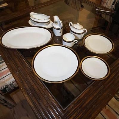 Richard Ginoir—Palermo Black and gold dinnerware—62 piece.. Florence Italy