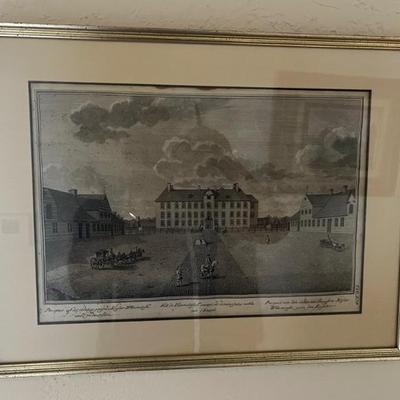 antique print of the Prospect of Kongens Nytorv in Copenhagen, Denmark