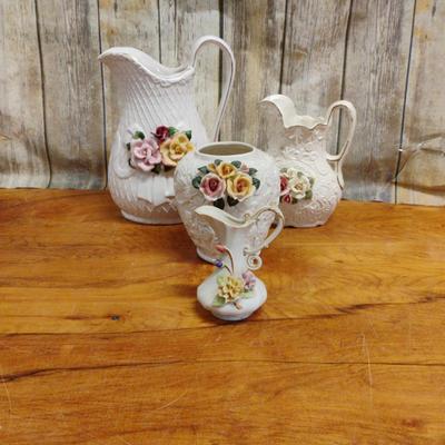 3 D Floral Pitchers