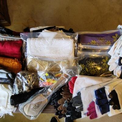Mystery Lot - Women's Gloves, Scarves, Clutches, Beaded Jewelry 