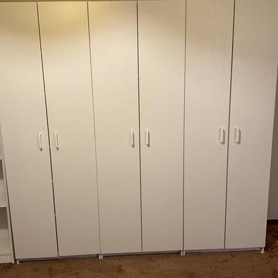 White Built-In Wall Storage Cabinets with Adjustable Shelves