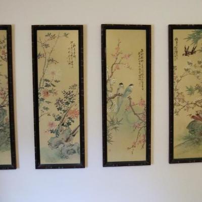 Vintage Asian Print Panels (4 In Set)