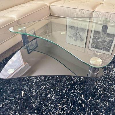 Unique Swivel Glass Coffee Table – 2-Tier Expanding Design	