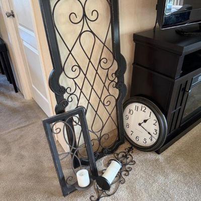 4-Pc Wall Decor Set – Scrollwork Panels, Sconces & Wall Clock	