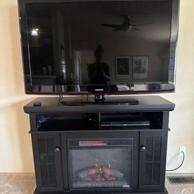 Samsung 65” TV w/ Remote + Electric Fireplace Media Console	