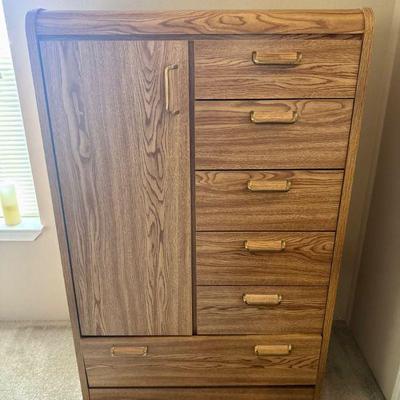 Tall Cabinet w/ Drawers & Shelves – Wood Grain Vinyl Finish	