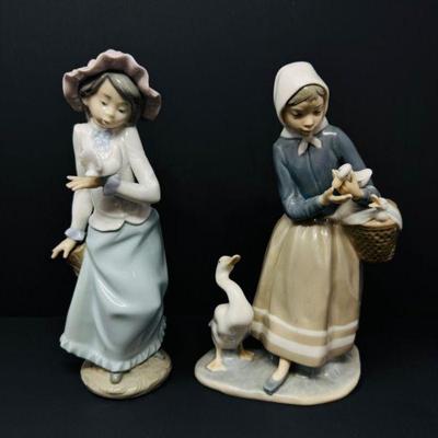 Lladro & NAO Figurines – Girl w/ Dove & Shepherdess w/ Ducks - Spain	