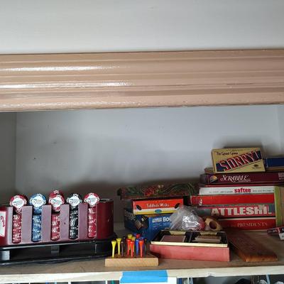 Vintage Board Games, Card And WSOP Chip Lot