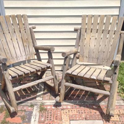 Two Rustic Look Rocking Chairs