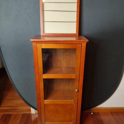 Small Wood Display Frame And 3 Shelf Cabinet