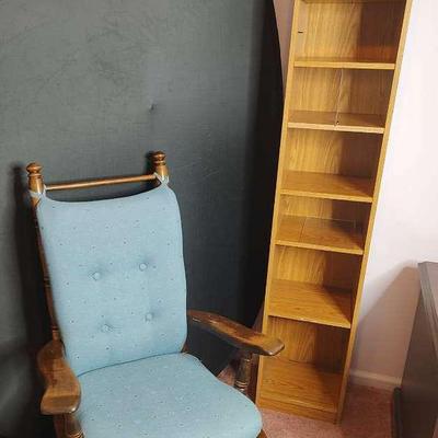 Glider Rocker And Small 7 Shelf Book Rack