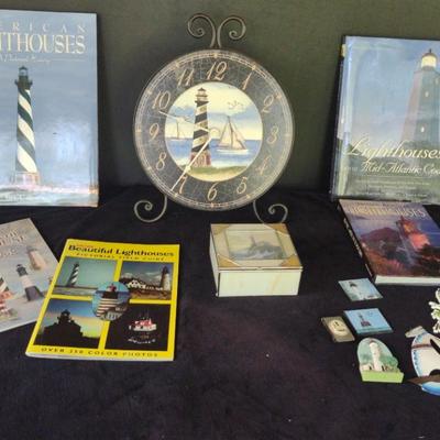 Lighthouse Books, Clock, Magnets And Trinket Box