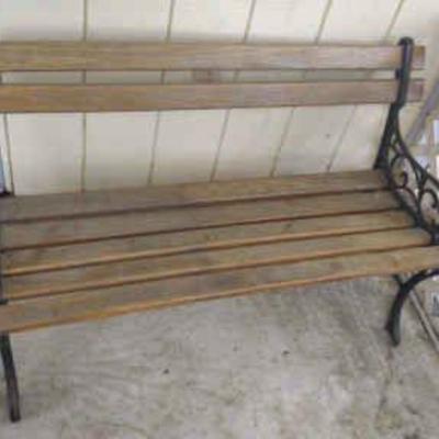Cast iron and wood park bench