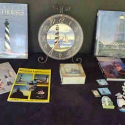 Lighthouse books clock, magnets
