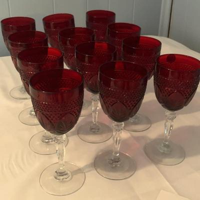 Cristal D’Arques Durand France Ruby Red Wine Glasses