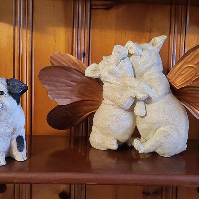 Pair Of Angelic Pigs & Piggy Bank