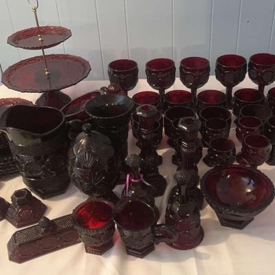 Avon 1876 Ruby Red Glass Collection