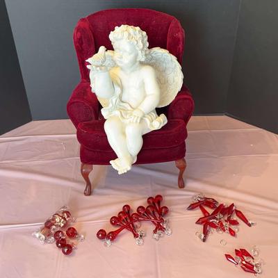 Angel On Doll Chair Plus Assorted Red Crystals 