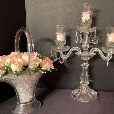 Crystal Candelabra & Basket 