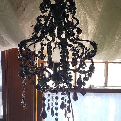 Pair of Black Plastic chandeliers 