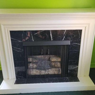 Electric Fireplace With Faux Black Marble Trim