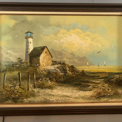 Signed Oil Painting - Lighthouse 