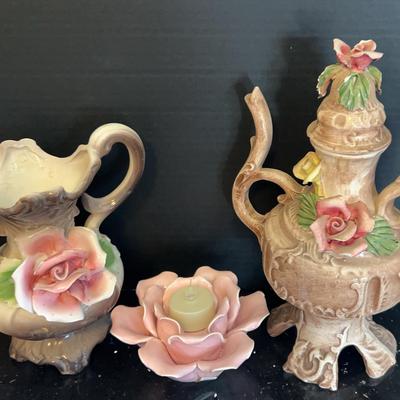 Capodimonte Vase & Decorative Teapot