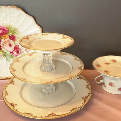 Limoge Tea Tray & Other Floral China