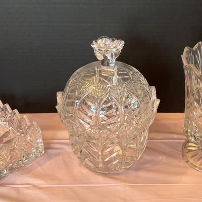 Crystal Set: Vase, Large Dish, Candy Dish