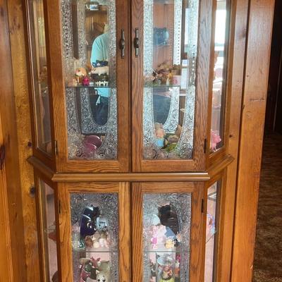 Curio Cabinet With Pig Miniature Collection