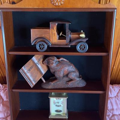Wall Shelf With Wood Car & Rabbit Plus Clock