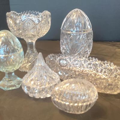 Assorted Glass & Crystal Tableware With Lids