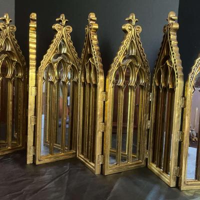 Gold Gothic accordion mirror (2)