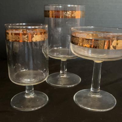 Gold trimmed glass stemware Set