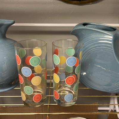 2 Fiesta Sky Color Pitchers & Glasses
