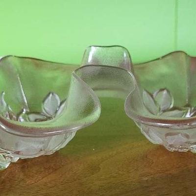 3 Piece Rose Colored, Floral Design Serving Dishes