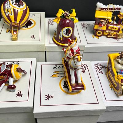 Danbury Mint 2003-2008 Annual NFL Redskins Christmas Ornaments With Boxes