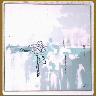 Original Abstract Signed Painting "Elegance in Motion" by Panch, Framed 24"x24"