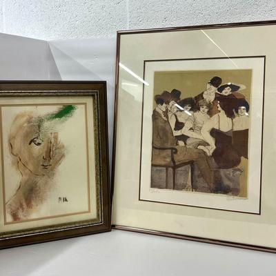Signed Portrait 15x12”, Signed & Numbered Figural Print 20x17”