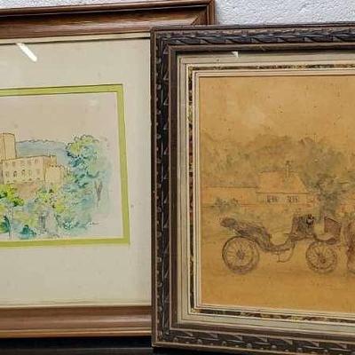 G. Furth Signed Watercolor Paintings - Framed 13x15” And 13.5x17”