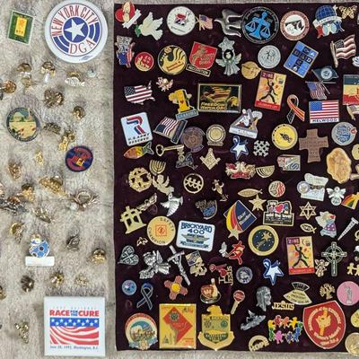 Vintage Lapel Pin Collection: ~200 Patriotic, Religious, Political & Family Pins