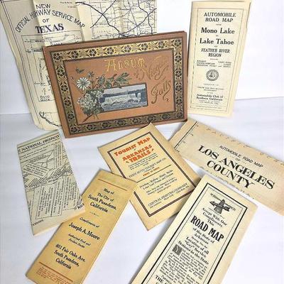 Antique Chas. Frey Niagara Falls Souvenir Album (Chisholm Bros.) & Old Travel Maps