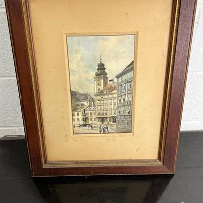 Feri Schwarz Signed Vienna Scene Watercolor “Detail Von Der Frejung Wien” 1896 - Framed 22x17”
