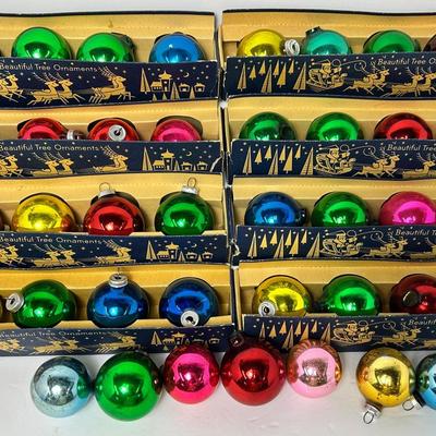  Vintage Austrian Mercury Glass Christmas Ornaments with Original Packaging, Plus Loose Bulbs