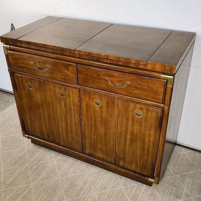 Vintage Drexel Campaign Style Accolade Bar Cabinet - 40X19X33”