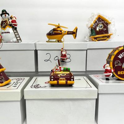 Danbury Mint 2009-2014 Annual NFL Redskins Christmas Ornaments With Boxes