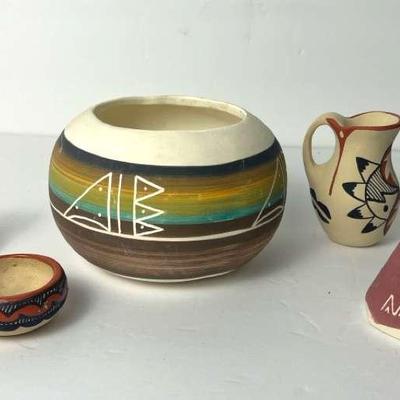 Signed Native American Pottery - Ute Mountain Bowl, Small Jemez Vase & Bowl & More