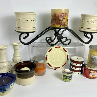 Longaberger Woven Traditions Pottery Candleholders & Candles, Plus More