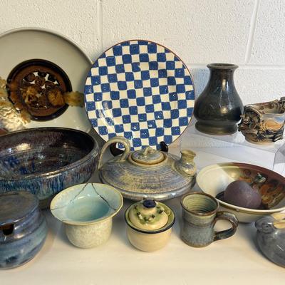 Signed Art Pottery: Teapot, Vase. Bowls & More